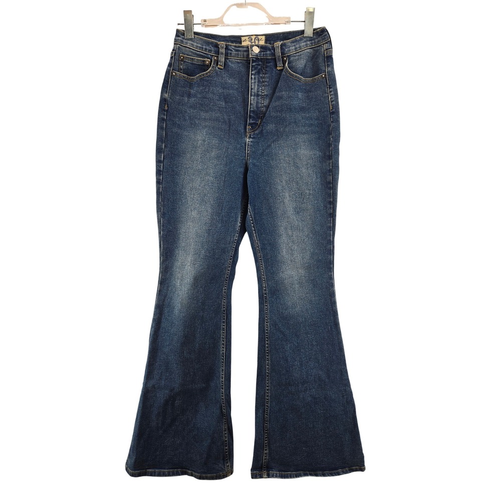 Free People We The Free Penny Flare Jeans Blue Dark Wash High Rise Size 30